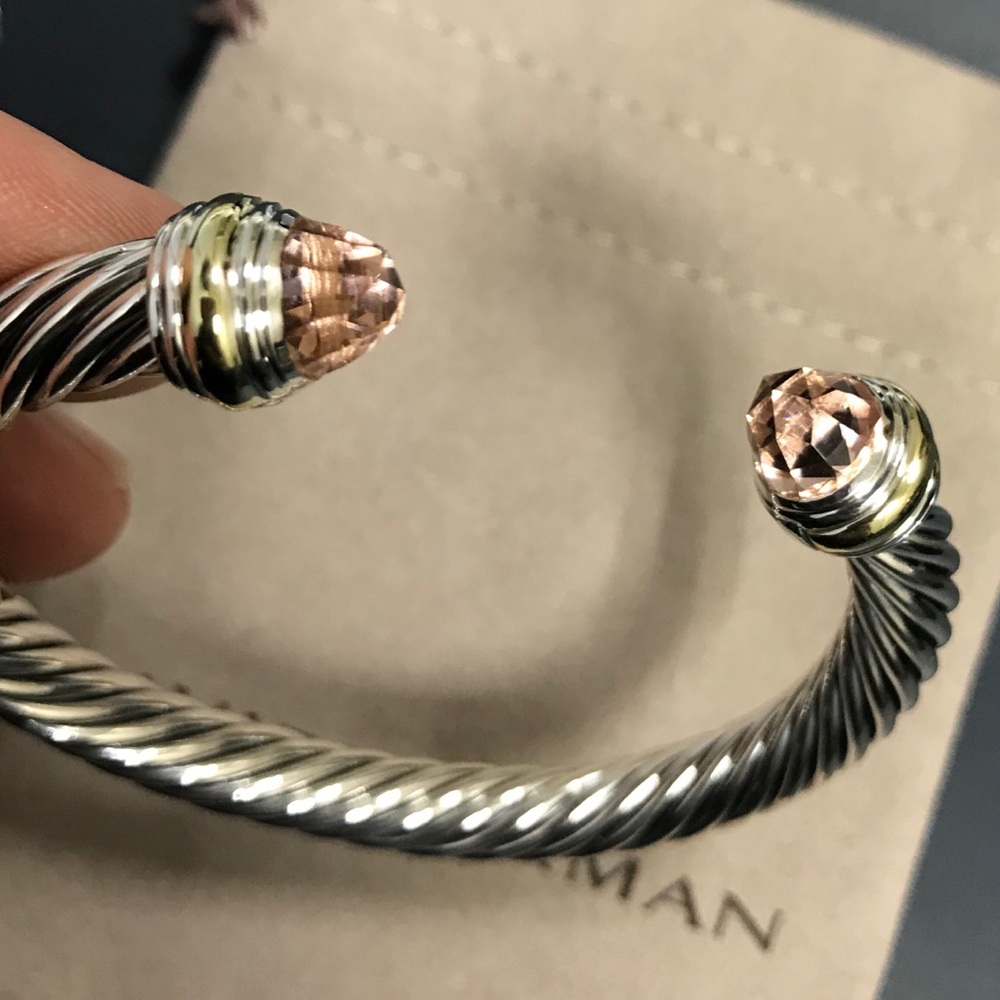 DY Silver & Yellow Gold 7mm Bracelet with Morganit